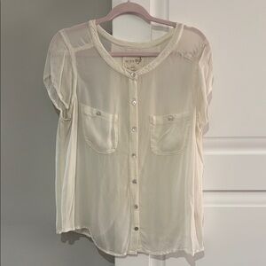 We the Free Cream Sleeve Sheer Blouse